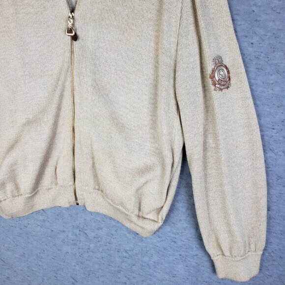 Vintage ST. JOHN Sport Santana Knit Blazer Jacket Crest Full Zip size M Cream - Picture 16 of 16